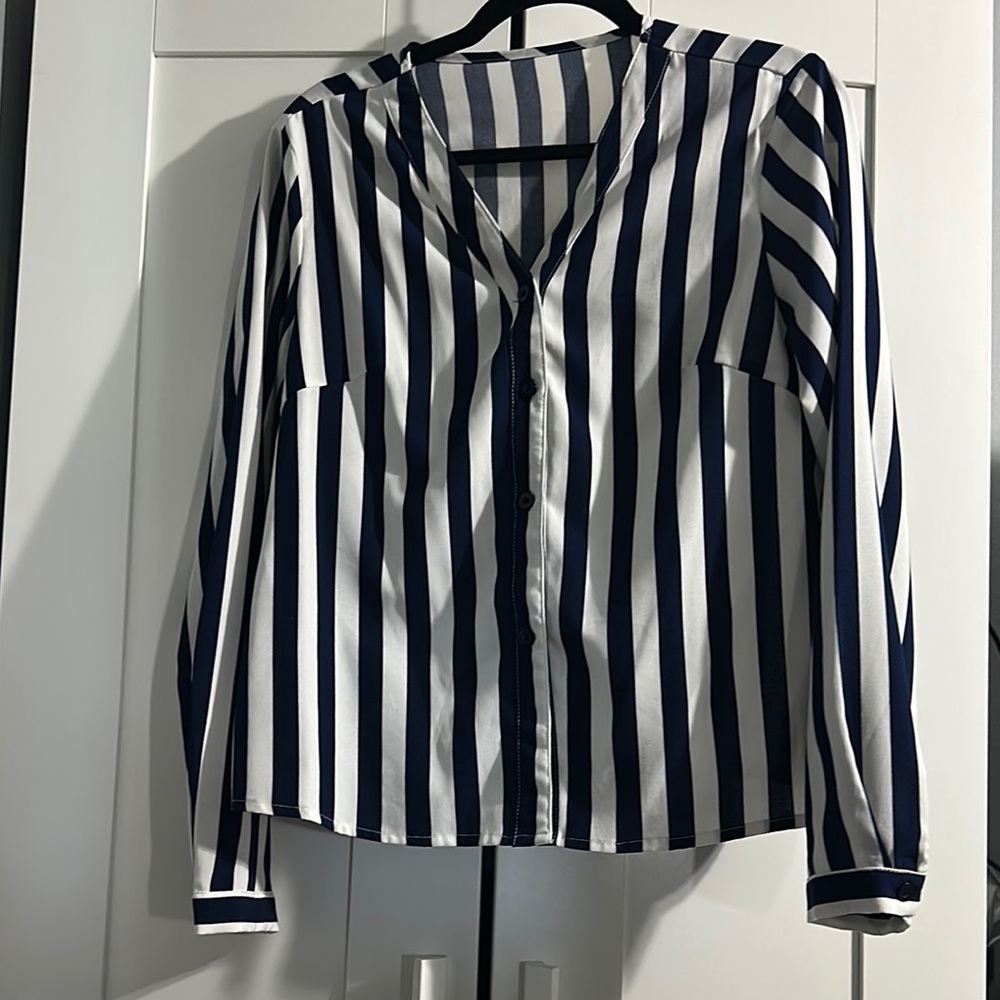 Striped Button-Up Blouse